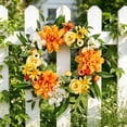 thumbnail image 4 of Eolstice Artificial Floral Wreath, 19.6In Spring Summer Wreath Handmade Decorative Door Wreath, Farmhouse Greenery Wreath For Front Door Wall Wedding Home Decor,Orange, 4 of 6