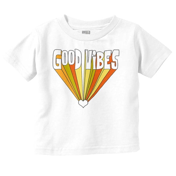 Cute Retro Groovy Good Vibes Heart Toddler Boy Girl T Shirt Infant Toddler Brisco Brands 6M