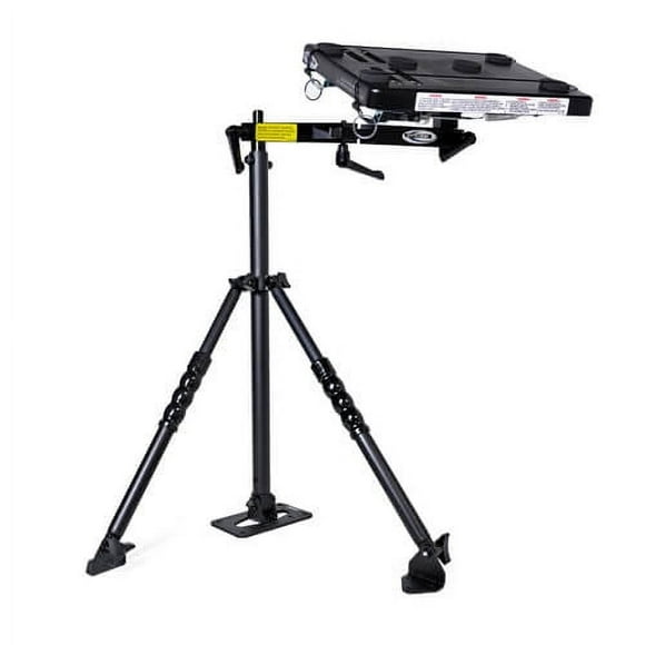 Jotto-Cargo Support pour Ordinateur Portable Coulissant 425-5676/5215 Montage au Sol; Universel; Pivotant; Hauteur Réglable; Noir; Base en Acier/abs et Plaque de Montage; Perçage Requis
