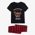 thumbnail image 1 of Pijamas familiares a juego de Navidad, conjunto de Pijamas cortos negros de Dachshund a través de la nieve, 2023, 1 of 4