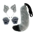 thumbnail image 3 of Ears and Tail Set Wolf Ears Hair Clip con guantes, disfraz de felpa para niños adultos Hair Hoop para baile, baile, regalos divertidos Dress Gris, 3 of 8