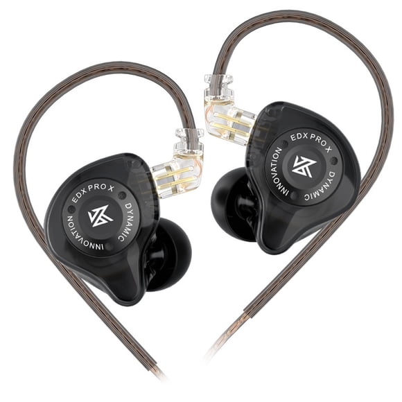 KZ KZ EDX Pro X Écouteurs Intra-Auriculaires de Scène avec Haut-Parleur Dynamique à Double Circuit Magnétique, Noir Transparent, Sans Micro
