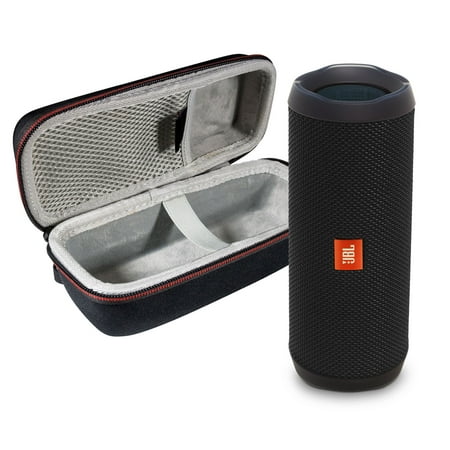 JBL FLIP 4 Black Kit Bluetooth Speaker & Portable Hardshell Travel (Best Travel Bluetooth Speaker)