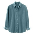 thumbnail image 5 of BangWanChi Mens Casual Fashion Shirt Lapel Tops Men's Solid Color Corduroy Long Sleeved Button Up Shirts, 5 of 5