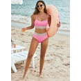 thumbnail image 6 of Eytino Women's Bikini Sets Colorblock Trim 2 Piece Swimsuit High Waisted Bathing Suits for Women Scoop Neck Adjustable Spaghetti Straps Bikini Swimwear Pink M, 6 of 13