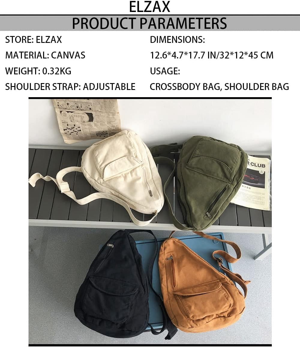 Canvas Sling Bag Backpack, Crossbody Shoulder Chest Bag with Adjustable Strap for Men Women Travel Hiking