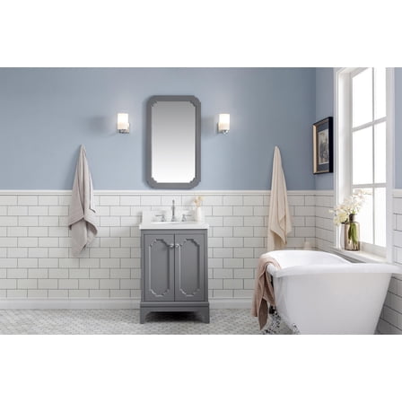 Water Creation Queen 24"W Wood Single Bathroom Vanity in Gray/White