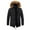 Black, variant on SWSMCLT Men's Winter Jackets & Coats Warm Fuzzy Plush Quilted Insulated Full Zip Button Faux Shearling Parka Jacket with Detachable Fur Hood Fleece Lined Slim Fit Black 38