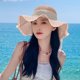 thumbnail image 5 of Sombrero de paja con ala grande y lazo de encaje de 54 a 58 cm de circunferencia para mujer, sombrero de playa con protección solar para verano, 5 of 5