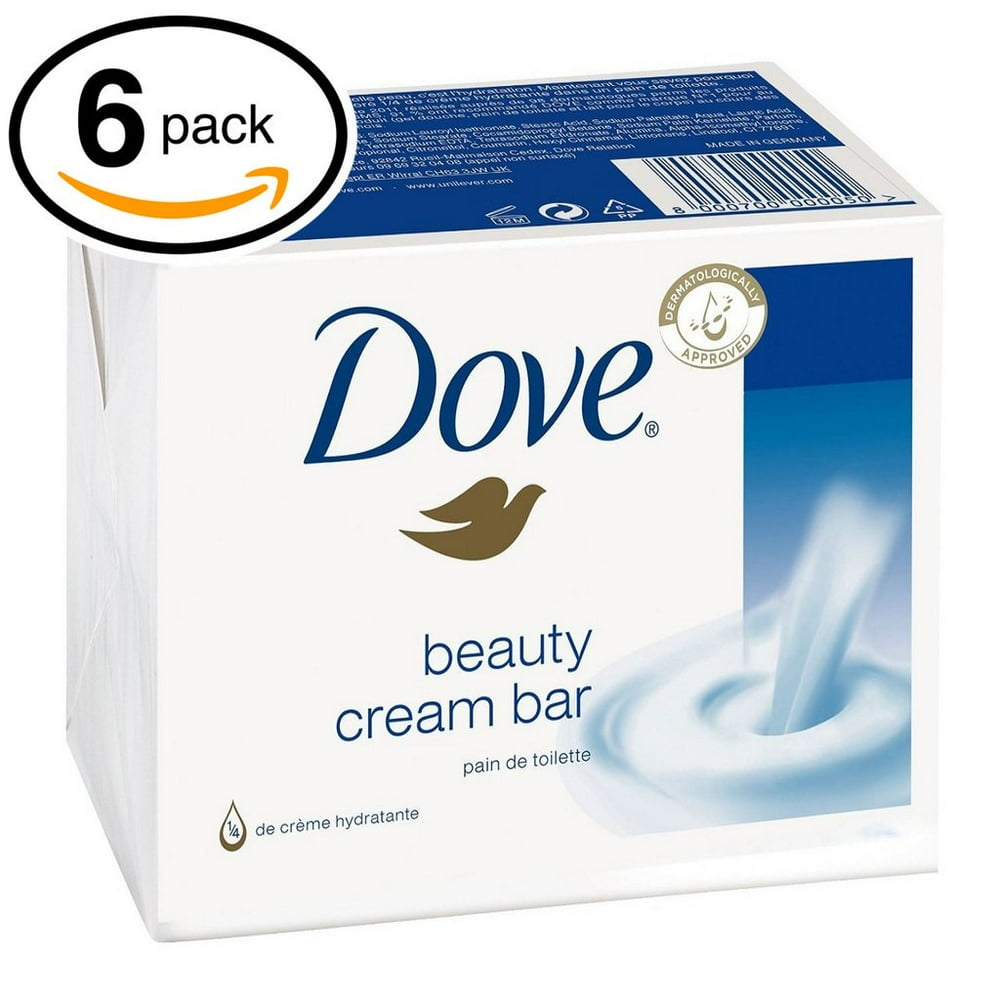 (Pack-M OF 6 BARS) Dove Beauty Soap Bar: WHITE. Protects Your Skin