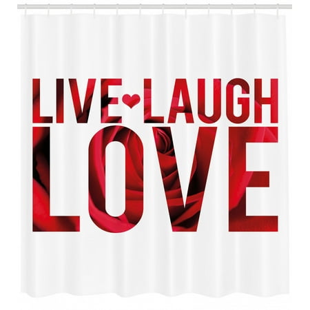 Live Laugh Love Shower Curtain Typographic Montage Words With