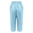 thumbnail image 5 of Pxiakgy Cropped Pants for Women Pocket Cotton Linen Fashion Solid Color Pants Casual Long Pants Sky Blue 4Xl, 5 of 5