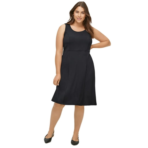 Ellos - ellos Women's Plus Size Fit And Flare Knit Dress - 5X, Black ...