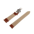 thumbnail image 2 of Leather Watch Band Butterfly Deployment 20mm Watch Strap Replacement Clasp Buckle Brown 18mm, 2 of 8