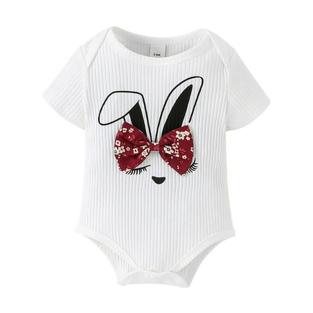

MANHUJI Baby Girl Clothes Newborn Infant Toddler Boys Girls Short Sleeve Romper Cartoon Prints Bow Tie Summer Bodysuits 9 Month Baby Boy Clothes Baby Boy 3-6 Months Clothes (Beige 12M)