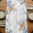 thumbnail image 5 of Table Runners 108 Inches Long Dress Scarves, Blue Beige Coastal Farmhouse Coffee/Dining/Kitchen Table Runner for Living Room, Beach Starfish Summer Eucalyptus Retro 13x108 Inch, 5 of 9
