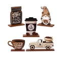 thumbnail image 1 of Juego de 5 Bandejas de Café de Varios Niveles, Letreros de Madera, Centros de Mesa Rústicos, Adornos de Escritorio para Oficina, ,, 1 of 9