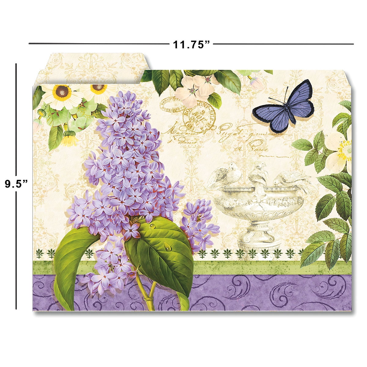 Current Grande Fleur File Folders - Set of 24 (6 Designs) 1/3 Cut Staggered Tabs, Letter-Size Value Pack
