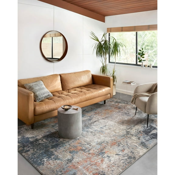 Loloi Maeve Collection MAE-01 Silver / Apricot, Abstract Area Rug 18" x 18" Sample Swatch