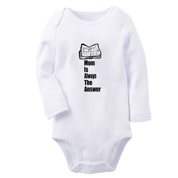 Mom Is Always The Answer & Guides Funny Rompers, Newborn Baby Unisex Bodysuits, Infant Jumpsuits, Toddler 0-12 Months Kids Long Sleeves Oufits (White, 6-12 Months)