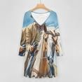 thumbnail image 4 of Western Cowboy Riding Long Sleeve Dresses For Women Vintage Elegant Party Dress Oversized V-neck Dress S-8XL, 4 of 7
