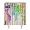 thumbnail image 1 of LB Unique Design World Map Shower Curtain Colorful Country Name on Wood Panel Creative for Bathroom,Waterproof Fabric 78x72 Inch with Hooks, 1 of 6