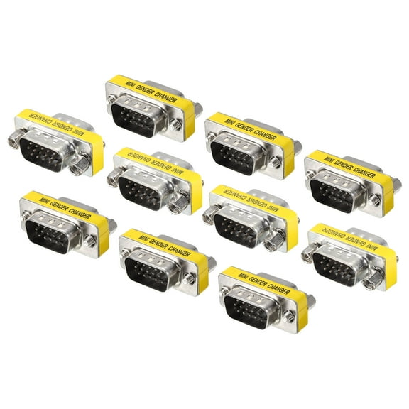 Uxcell VGA Coupler VGA Gender Changer Connector Male to Male VGA Adapter Conversion for Cable Extender, Pack of 10