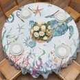 thumbnail image 2 of Sea Turtle Round Tablecloth 54 inches Marine Life Coral Shell Starfish Octopus Ocean Waterproof Oil-Proof Table Cloth Round Table Cover for Holiday Party Picnic Dinner Decor Indoor and Outdoor Use, 2 of 9