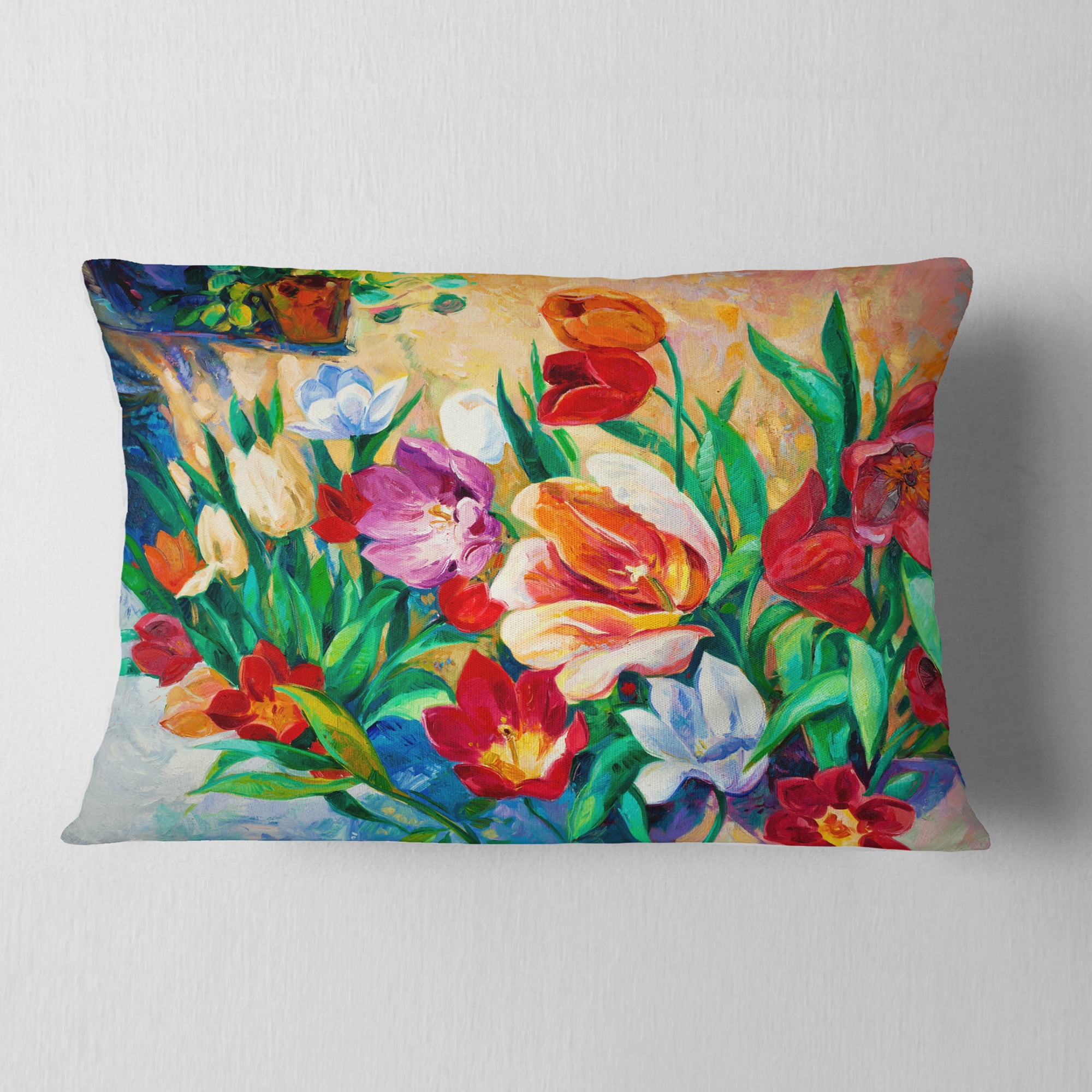 Designart Bouquet of Colorful Flowers - Floral Throw Pillow - 12x20