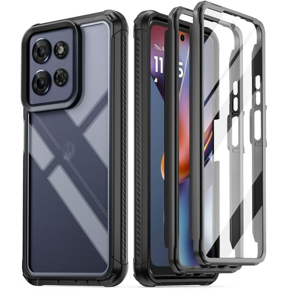 Poetic Guardian Case for Moto G 5G 2025 [Not Fit 2024 Version], Full-Body Shockproof Cover with Built-in Screen Protector, Black/Clear