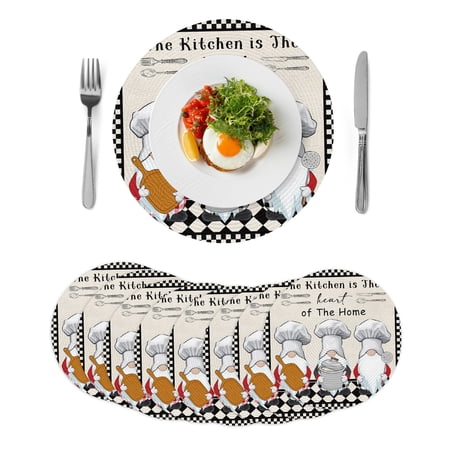 Beige Chef Gourmet Round Placemats Set of 8 for Dinning Tables Heat-proof Braided Table Mats 15 Inch Black White Plaid Kitchen Cook Washable Place Mat for Kitchen Restaurant Party Decor Table Setting Beige Chef Gourmet Round Placemats Set of 8 for Dinning Tables Heat-proof Braided Table Mats 15 Inch Black White Plaid Kitchen Cook Washable Place Mat for Kitchen Restaurant Party Decor Table Setting