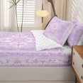 thumbnail image 5 of Homewish Purple Boho Mandala Floral Zipper Twin Comforter Sets with Fitted Sheet and 2 Pillowcases,Dreamy Bohemian Zipper Bedding Set,Reversible,4pcs, 5 of 8