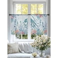 thumbnail image 3 of Ocean Octopus Sheer Curtains 54 Inch Long 2 Panels, Watercolor Seaweed Sea Horse Coral Blue Letter Texture Light Filtering Rod Pocket Curtains, Sheer Voile Drapes for Living Room Bedroom, 52"x54", 3 of 8