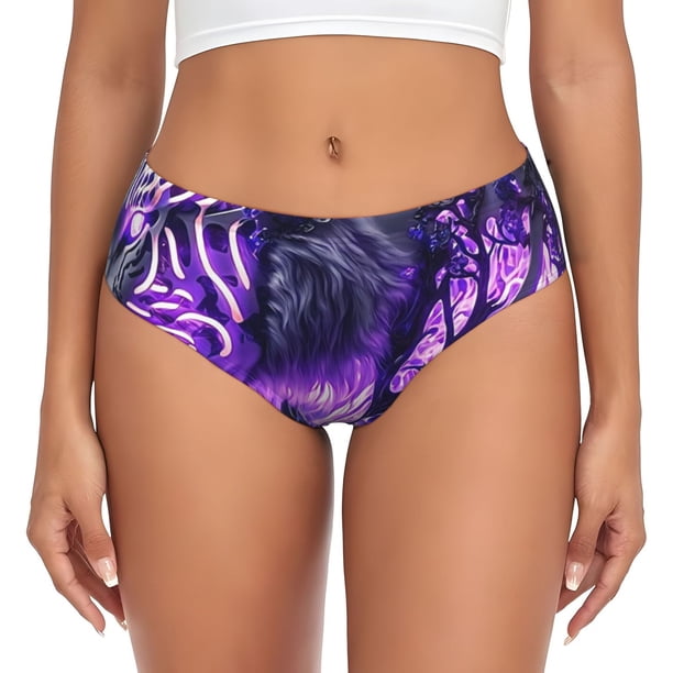 Fotbe Purple Pattern White Tiger Calzones Estampados para Mujer – Ropa Interior de Algodón, Cómoda, Suave y Elástica-X-Large