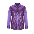 thumbnail image 2 of gbyLJF Men's Performance Shirt Sequined Button Down Lapel Shirts Loose Fit Party Stage Long Sleeve Blouse for Men, 2 of 7