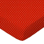 SheetWorld Fitted 100% Cotton Percale Play Yard Sheet Fits BabyBjorn Travel Crib Light 24 x 42, Primary Pindots Red Woven