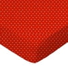 SheetWorld Fitted 100% Cotton Percale Play Yard Sheet Fits BabyBjorn Travel Crib Light 24 x 42, Primary Pindots Red Woven