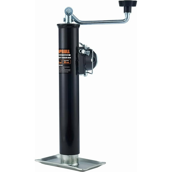 POPBULL 5000 lbs Weld-on Pipe Swivel Trailer Jack: 10" Lift with Footplate, Ideal for RVs, Boats, Multi-Purpose & Camping Trailers.