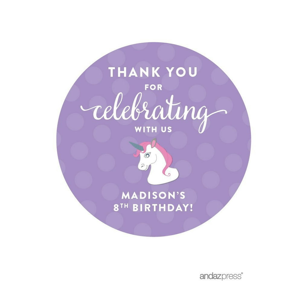 personalized birthday round circle labels stickers thank you for