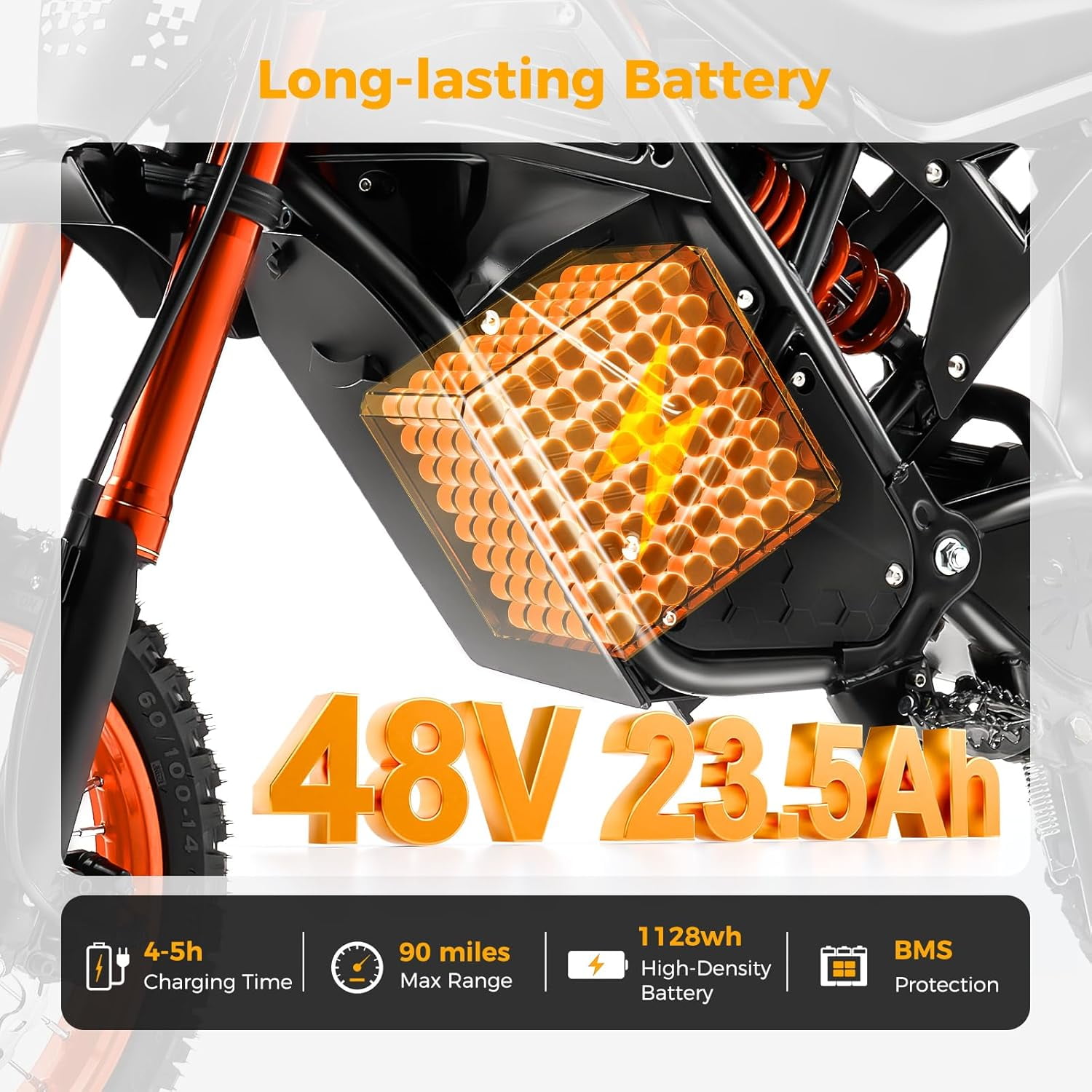 37MPH Top Speed 3000W Dual Motor E-TrailX Electric Dirt Bike for Teens,14"/12"Tire,48V23AH 1100Wh 90 miles long ranges,Dual Hydraulic Brakes,Full Suspension Mountain Off-Road Ebike for Adults UL2849