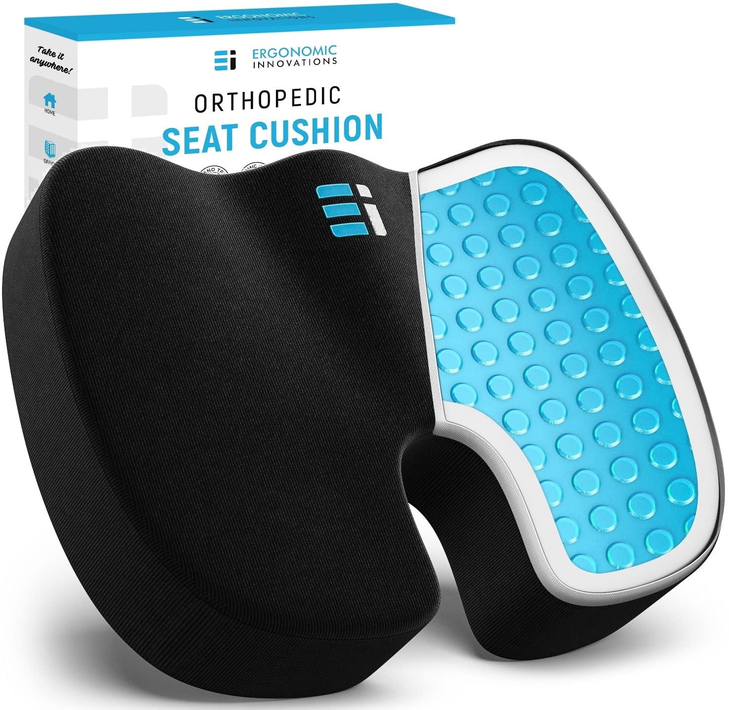 Ergonomic Innovations Gel Enhanced Memory Foam Seat Cushion for Office