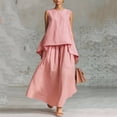thumbnail image 2 of Sentmoon Ensembles Deux Pièces Jupe Longue Taille Haute Jupes-Short Athlétiques pour Femmes Doux et Confortable Sans Manches Col Ras du Cou Coupe Régulière Jupe-Short pour Usage Quotidien Décontracté P-2TG, 2 of 6