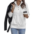 thumbnail image 3 of Sudadera Informal de Larga para Mujer, Cuello Alto, Botones y Cordón Ajustable XXL, 3 of 10