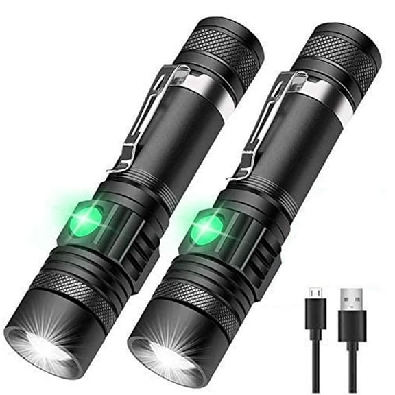 LED Tactical Flashlight Rechargeable,IPX6 Waterproof Flashlight,2000lm,Super Bright LED,Zoomable,Pocket-Size Small LED Flashlight for Hiking,Camping,Emergency