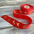 thumbnail image 5 of 22 Meters Christmas Ribbon Satin Ribbons Printed with Gold Christmas Tree Snowman Snowflakes,, 5 of 5