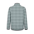 thumbnail image 4 of Wutalume Women's Floral Print Stand Up Collar Pleated Cotton Long Sleeved Button Cotton Jacket, Retro Check Pattern, Vintage Style, Perfect for Seasonal Fashion,Mint Green L, 4 of 5