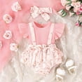 thumbnail image 2 of Zwiiyzr 0-18 Months Baby Girl Clothes Newborn Infant Romper with Headband Cute Floral Dress Ruffle Sleeve Clothing One-Piece Jumpsuit Summer Clothes Pink, 2 of 9