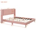thumbnail image 3 of HSUNNS Queen Size Bed Frame, Platform Bed Frame with Corduroy Upholstered Headboard, Modern Bedroom Furniture, Wooden Slat Support, Metal Legs, No Box Spring Needed, Pink, 3 of 9