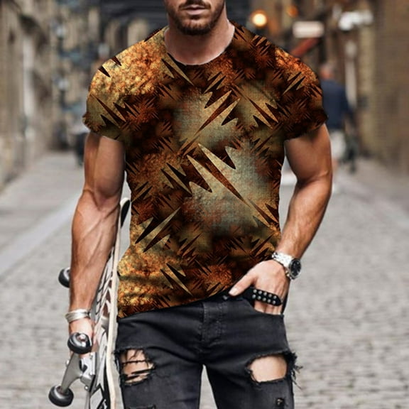 Aayomet Work Shirts For Men Men T Shirt Fitness Mens T-shirts For Male Clothing Tshirts Tops Tees Brown,4XL