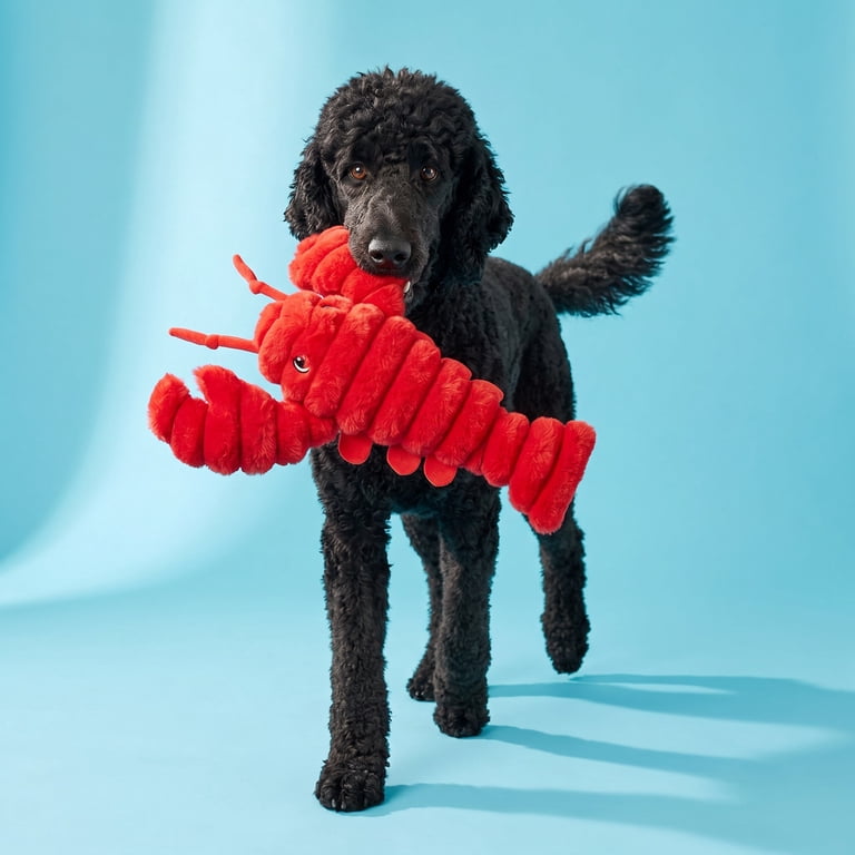 Vibrant Life Red Lobster Plush Dog Toy, Large, Polyester, Squeaker